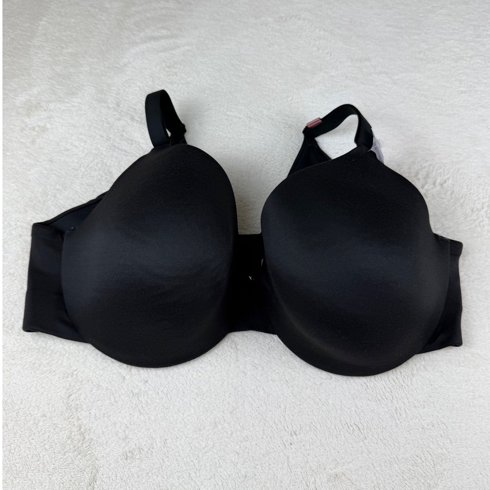 Cacique Black Lightly Lined Full Coverage Bra 42DD Invisible Back Smoother